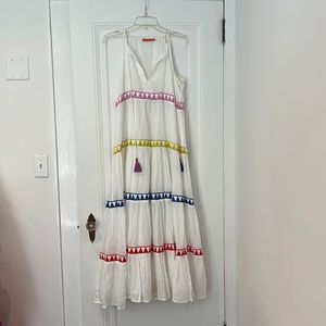 Oliphant White Long Tiered Maxi Dress Size M